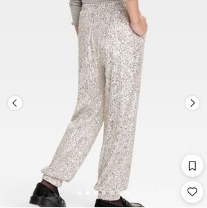 Girls' Sequin Jogger Pull-On Pants art class Silver Size XL (14/16)